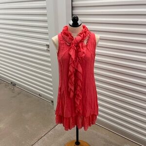 Chic Sleeveless High Low Dress in Coral